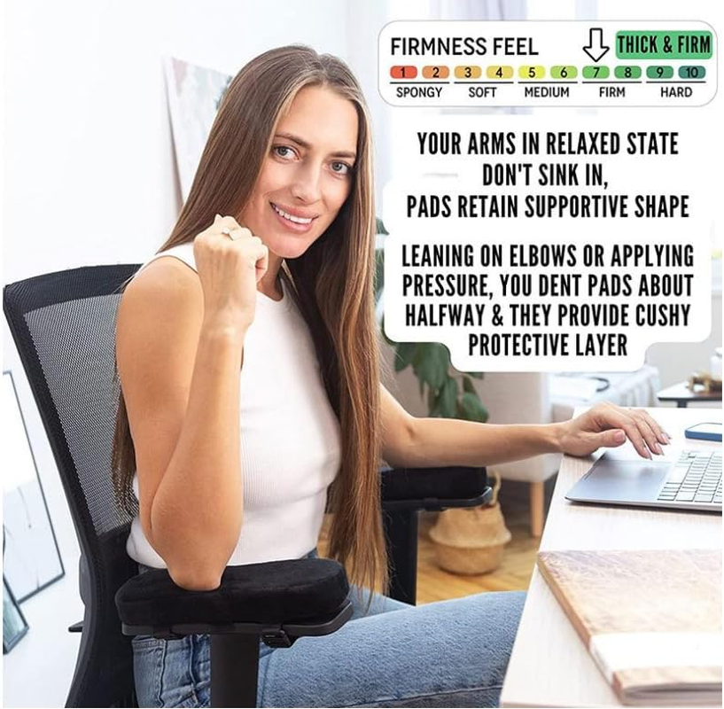 Clamp-On Adjustable Armrest for Desk, Ergonomic 360&deg;Rotating Elbow Cushion Pad with 6-Level Height, above Desk Extension Platform Arm Support (Hick Chair Armrest Pads)