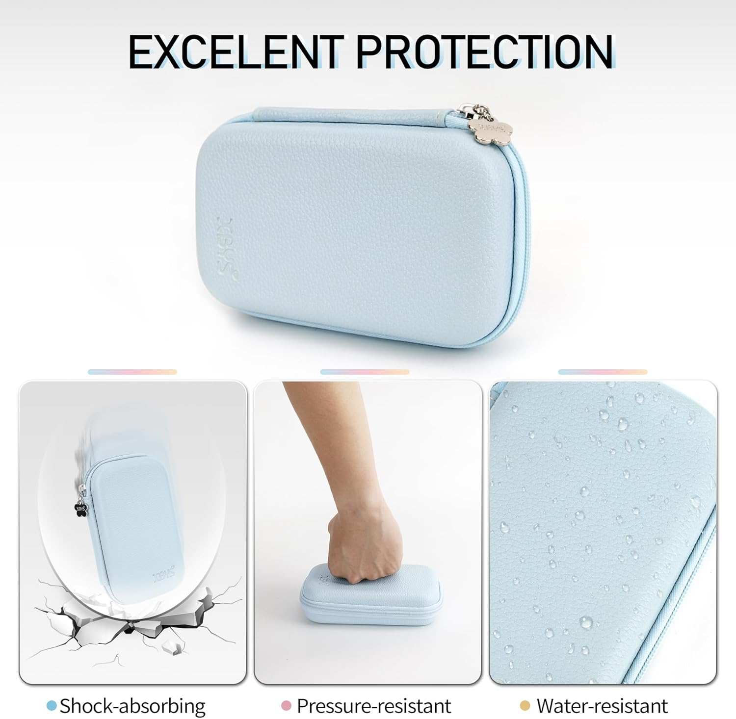 Hard Shell Diabetic Monitor Case, Glucose Meter Kit Storage Organizer, Diabetes Travel Bag for Glucometer, Supplies, Blood Sugar Test Strips, Lancets & Syringes (Blue, Medium) - Blue image number 4