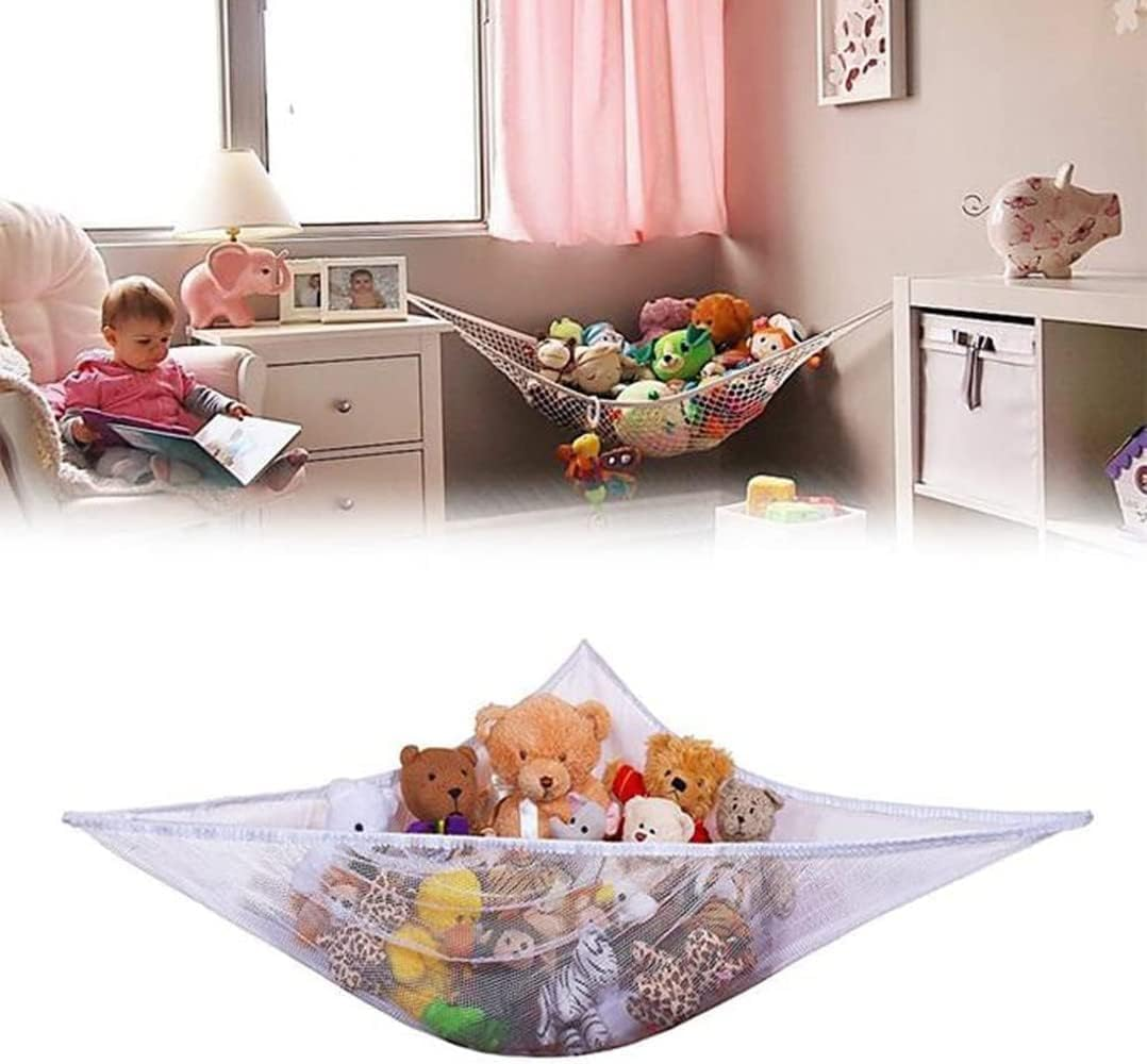 2Pcs Stuffed Animal Storage Net Hammock, Betterjonny Toy Storage Hammock Large Mesh Toys Holder Net Organizer Wall Sling Corner Storage Net for Store Plush Dolls