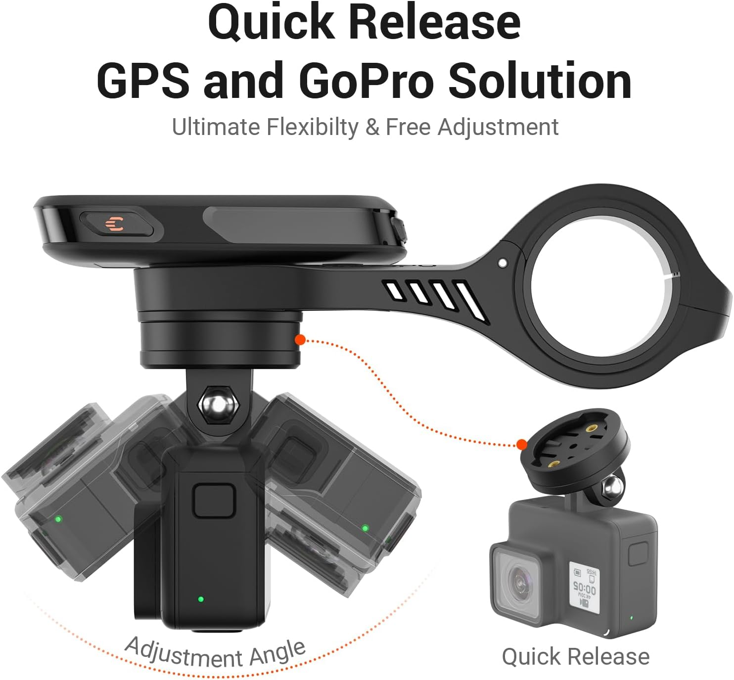 COOSPO Bike Computer Out Front Mount MT5S, Compatible with Garmin and Gopro, Bike Computer Mount Adapter for Handlebar 25.4Mm/31.8Mm image number 6