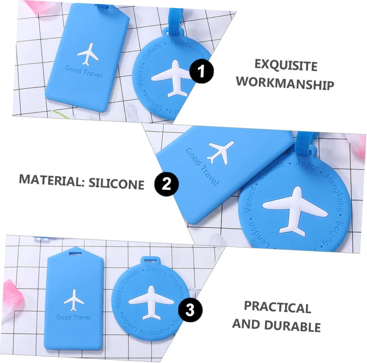 CHILDWEET 2Pcs Funny Luggage Tag Accessories Cartoon Suitcase Tags Silicone Luggage image number 1