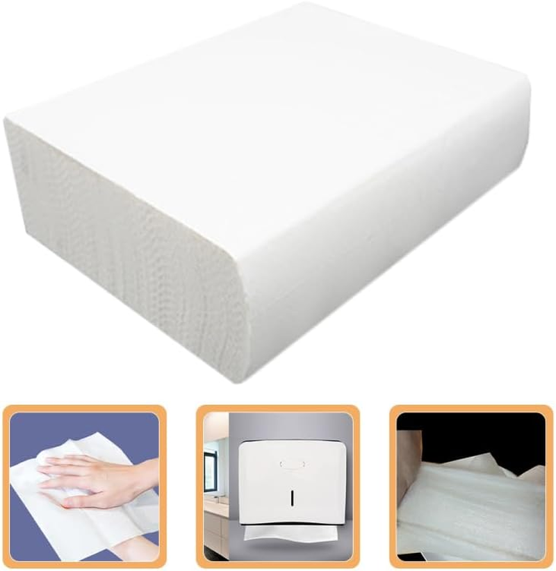 SOLUSTRE Thickened Hand Wipe Paper 5 Packs of 100 Sheets Commercial Paper Towels for Hotel Bathroom Kitchen Use Absorbent Hand Towels image number 6