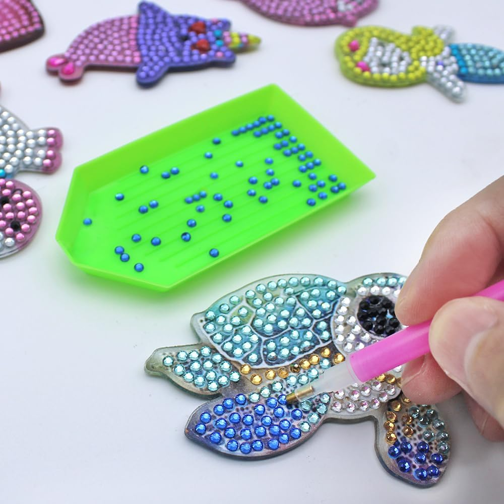 SENHAI 7 Pcs DIY Diamond Art Keychains, Diamond Paintings Keychains Ornaments 5D Diamond Key Chain Rhinestone Pendant Decorative Key Ring Gem Arts and Crafts image number 6