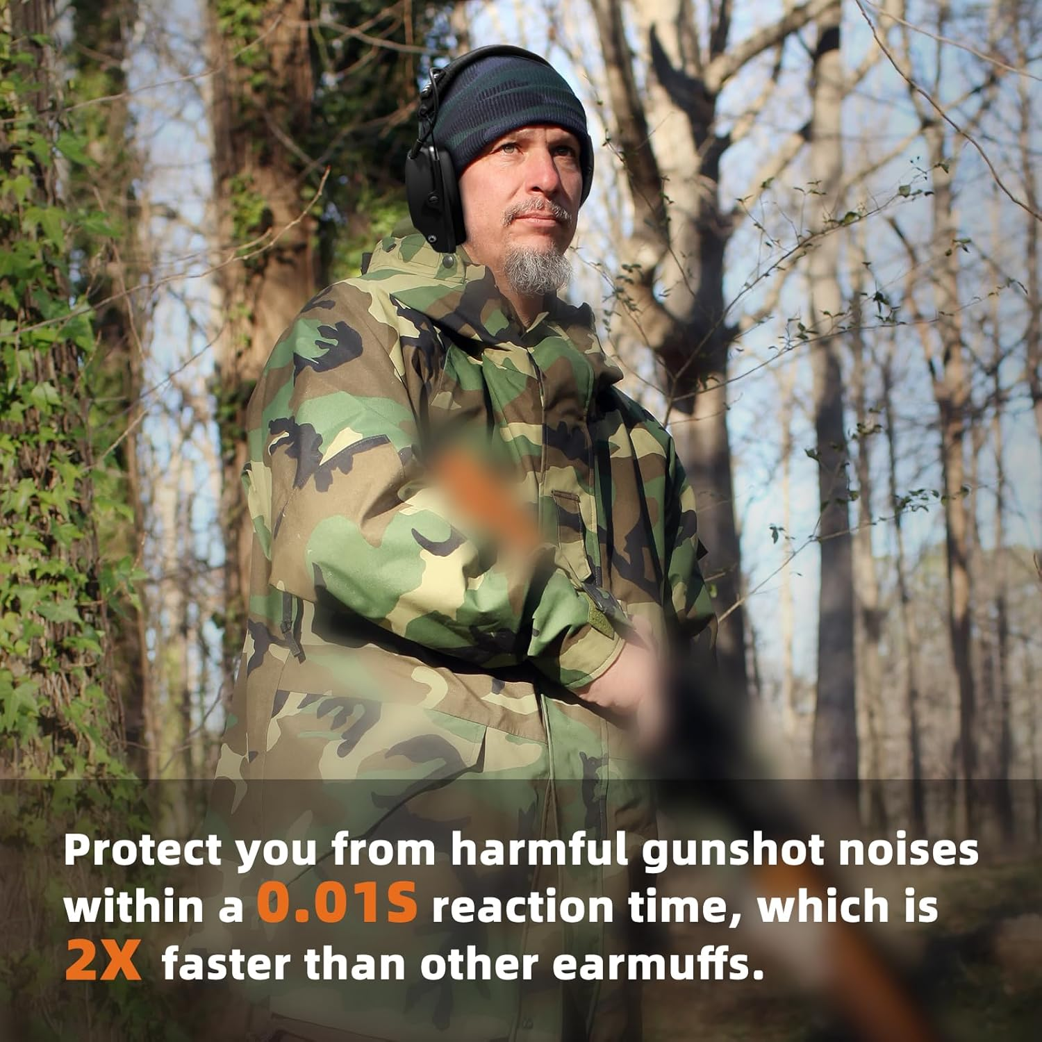 PROHEAR Electronic Ear Protection for Shooting with 4X Sound Amplification, Gun Range Hearing Protection Muffs, NRR 23Db Noise Reduction Headphones for Hunting, Black image number 3