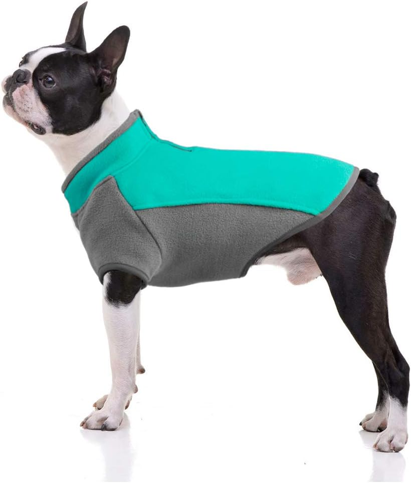 YIEPAL Stretch Fleece Dog Jacket Top Zip Dog Pullover Dog Fleece Sweater Cold Weater Dogs Coat Winter Warm Vest Clothes for Small Dogs & Puppy, Small, Baby Blue