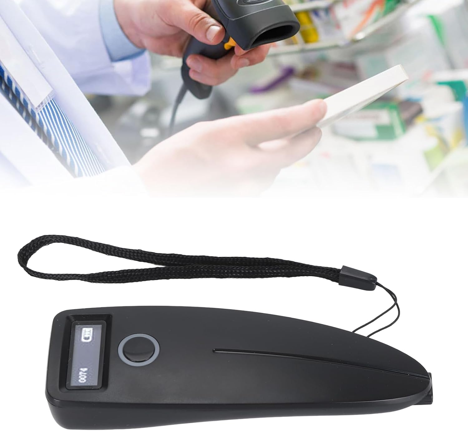 Mini 2D Portable Barcode Scanner Fast and Accurate for Office Warehouse Inventory, 1100Mah Battery, ABS Material