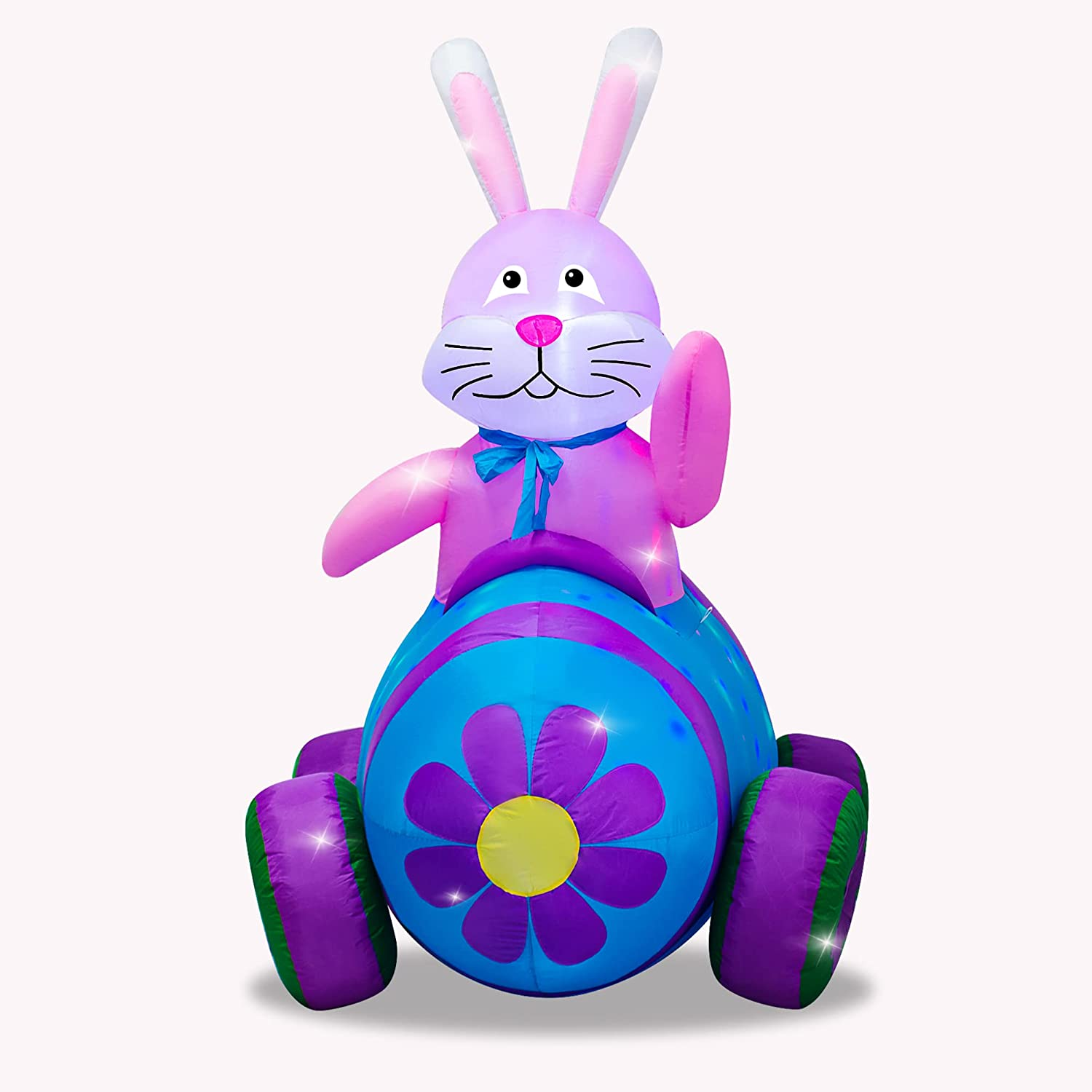 AJY 4 Feet Happy Easter Bunny Driving Car Inflatable Blow up Indoor Outdoor Yard Lawn Decoration image number 2