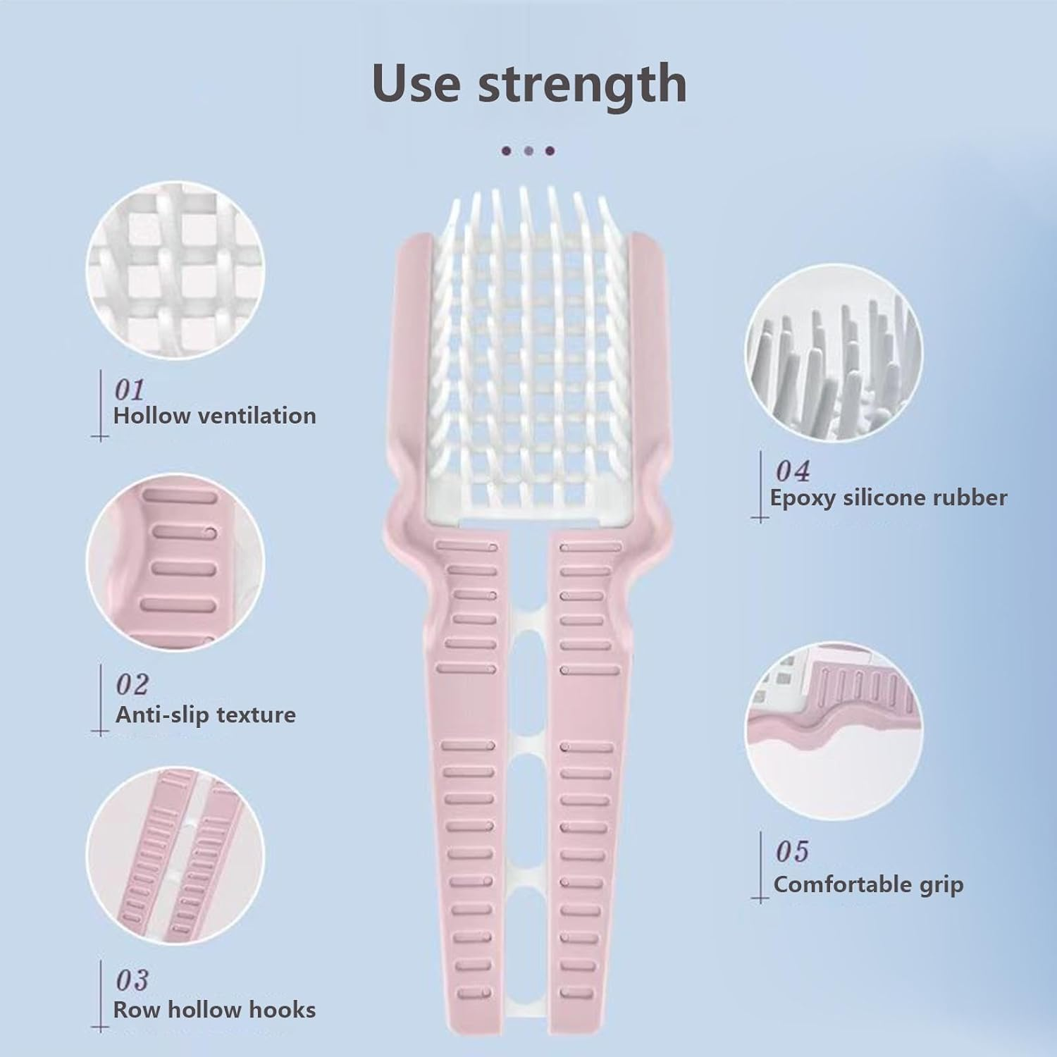 Detailer Brush, Foldable Detailing Brush, Wet Detailing Brush, Dry Detailing Brush, Vented Hair Brush, Wet and Dry Usage Gentle Detangling Vented Design for Faster Drying Straight Curly Hair image number 5