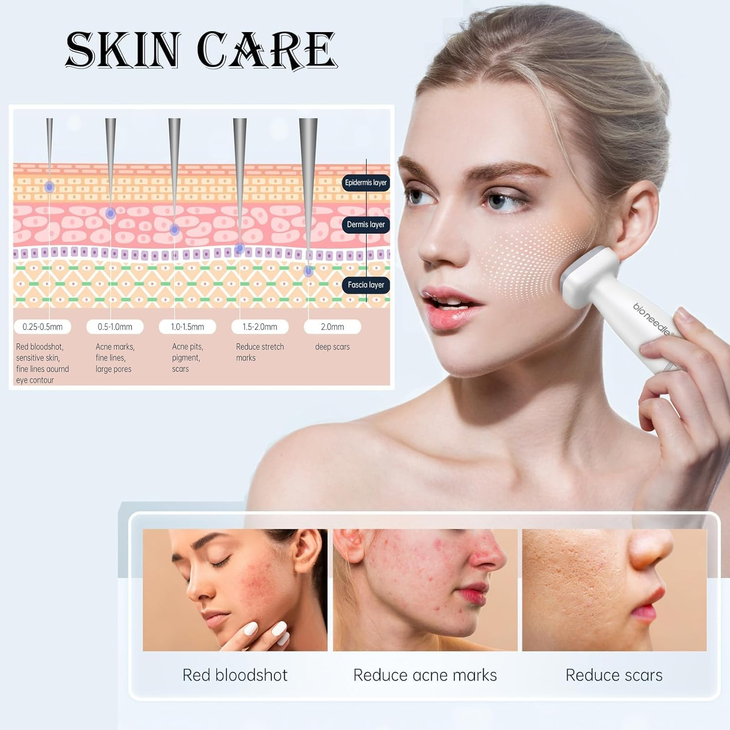 Dr.Pen Bioneedle 120 Titanium Adjustable Microneedling Derma Stamp - 2024 New Professional Derma Microneedle Pen - Amazing Skin Pen for Face Body Beard - Dr Beauty Pen for Men and Women Home Use image number 2