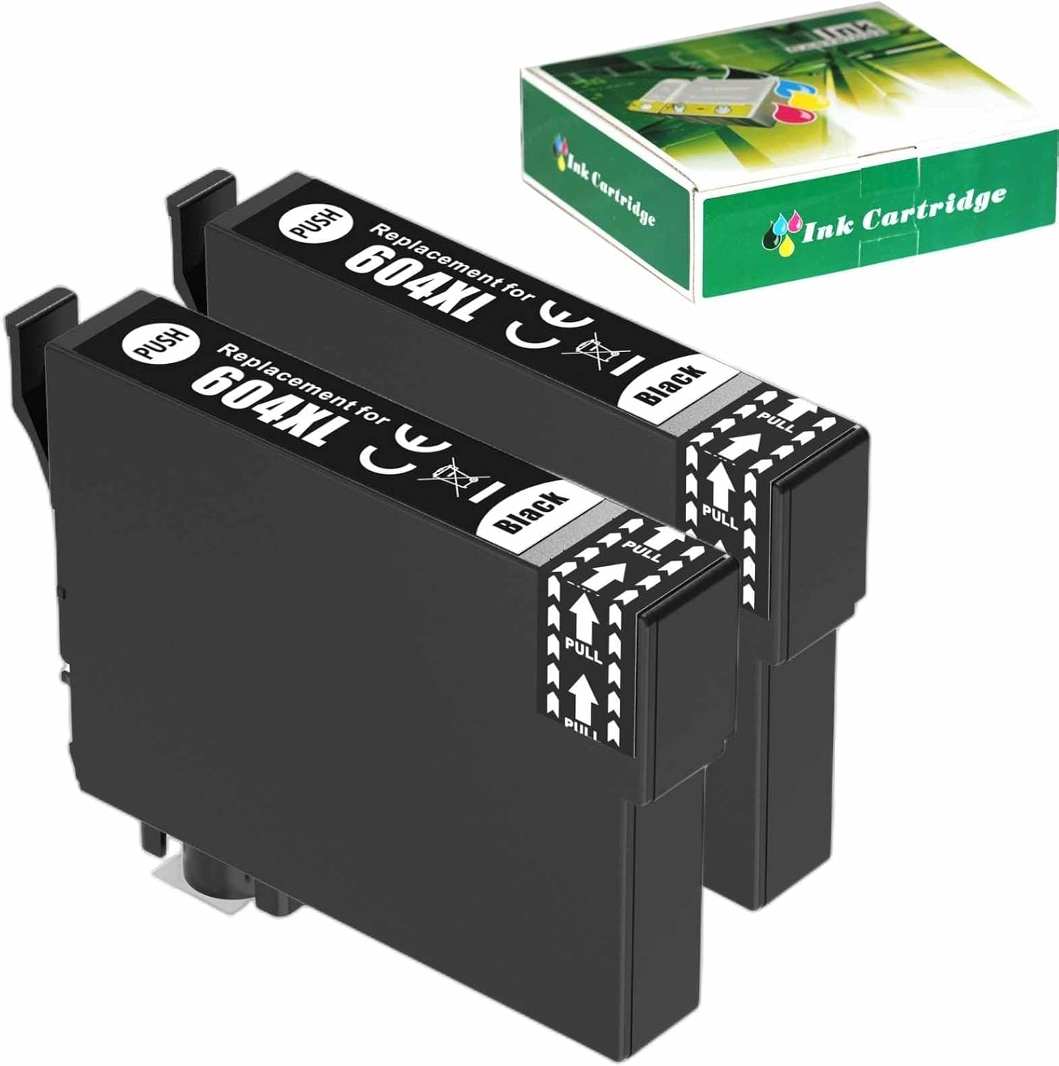 Compatible Epson 604XL Ink Cartridge 604 BK Ink Replacement XP-2200, XP-3200, XP-4200, WF-2910, WF-2930, WF-2950 Printer (2 Black)