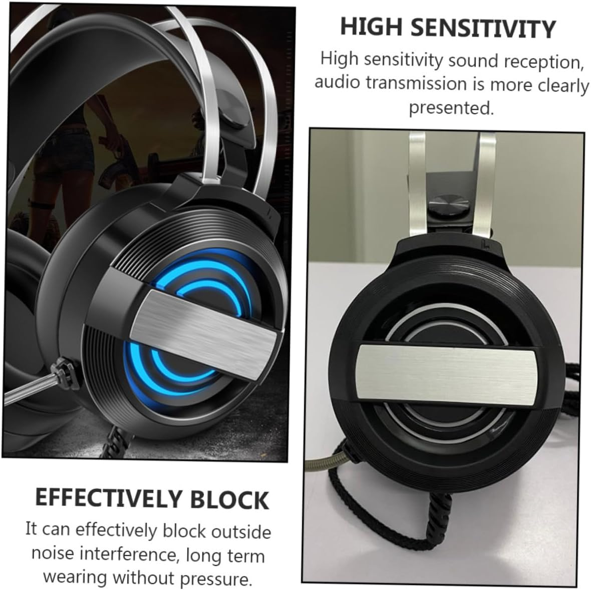 SEWACC Gaming Headset with Microphone Wired Headphone with Noise Reduction Comfortable Fit and Luminous Design for Gamers for Long Gaming Sessions image number 4