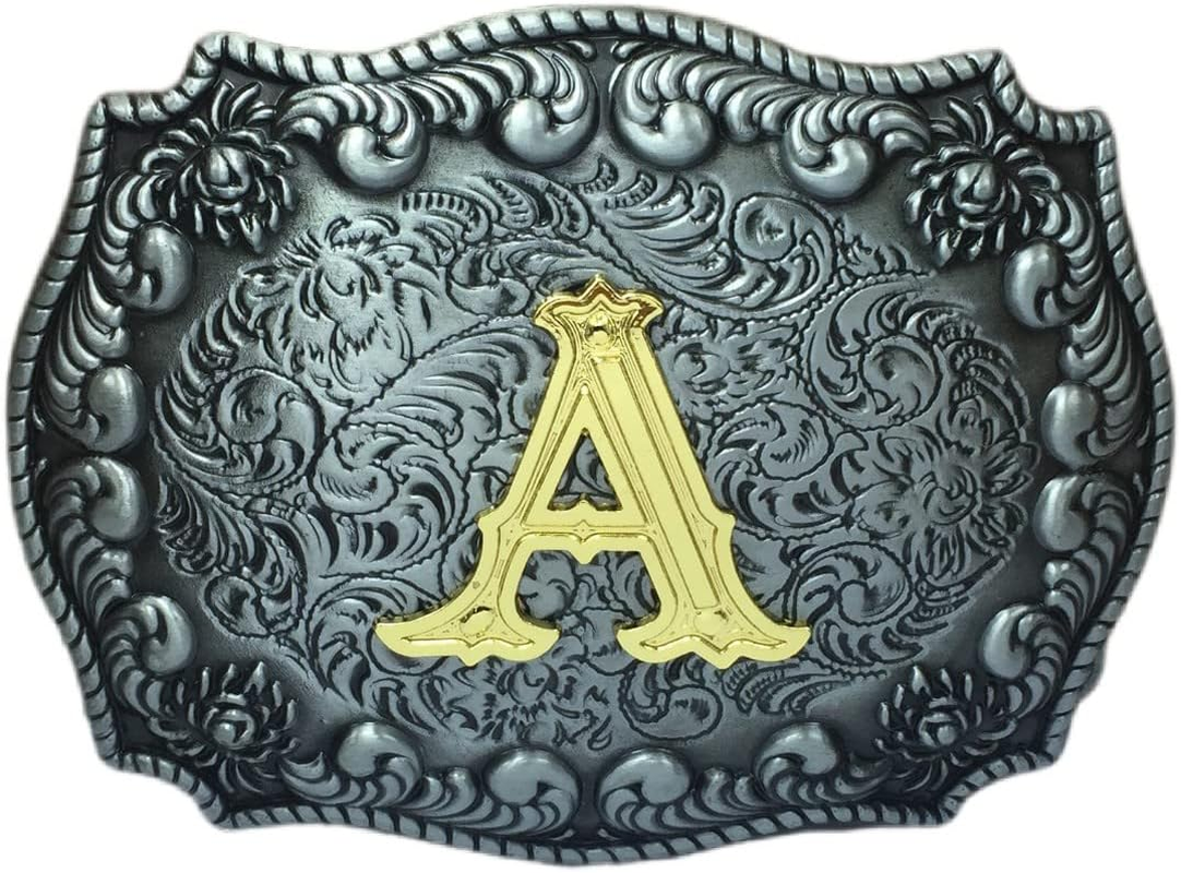 COOLLA Belt Buckle for Men- Initial Letters ABCDEFG to Z Western Rodeo Texas Cowboy Large Belt Buckles