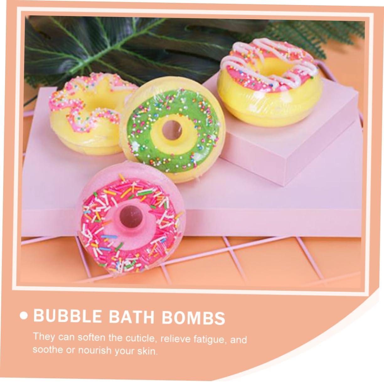 WOONEKY 4Pcs Shower Salt Balls Box Doughnut Shape Plant Extraction Fragrance Moisturizing Random Style image number 3