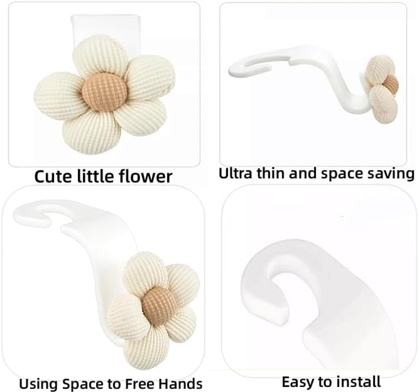 Flower Car Seat Headrest Hook Hanger, 1Pc Flower Portable Car Seat Back Hanger Car Seat Headrest Hook,Car Back Seat Headrest Hook,Vehicle Backseat Storage Organizer Hanger,Brown (1)