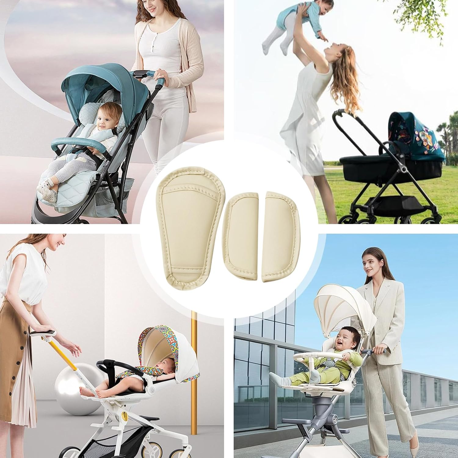 Kids Seat Belt Pad - Three-Piece Baby Stroller Car Seat Sttrap | Convenient Promotes Comfort Dining Chair Shoulder Cover | Harness Pads for Camera Computer - Pink image number 4