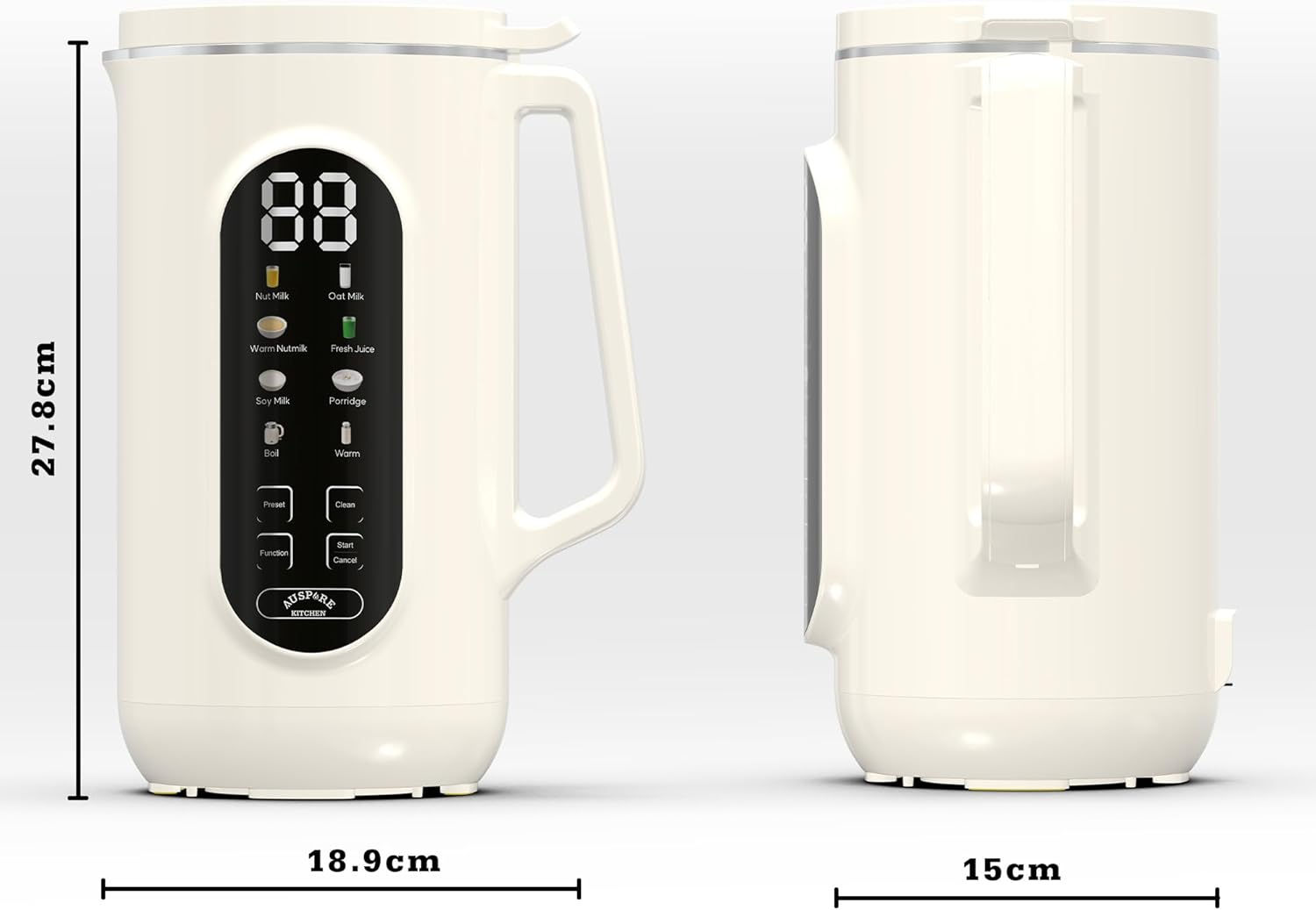 Soy Milk Maker Machine, 1000Ml, 10 Blades, 8-In-1 Multifunctional Design for Nut, Oat, Almond, Soy Milk, Fresh Juice & More - Self-Cleaning, Overheat Protection, 12H Preset Timer, Warm & Boil image number 5