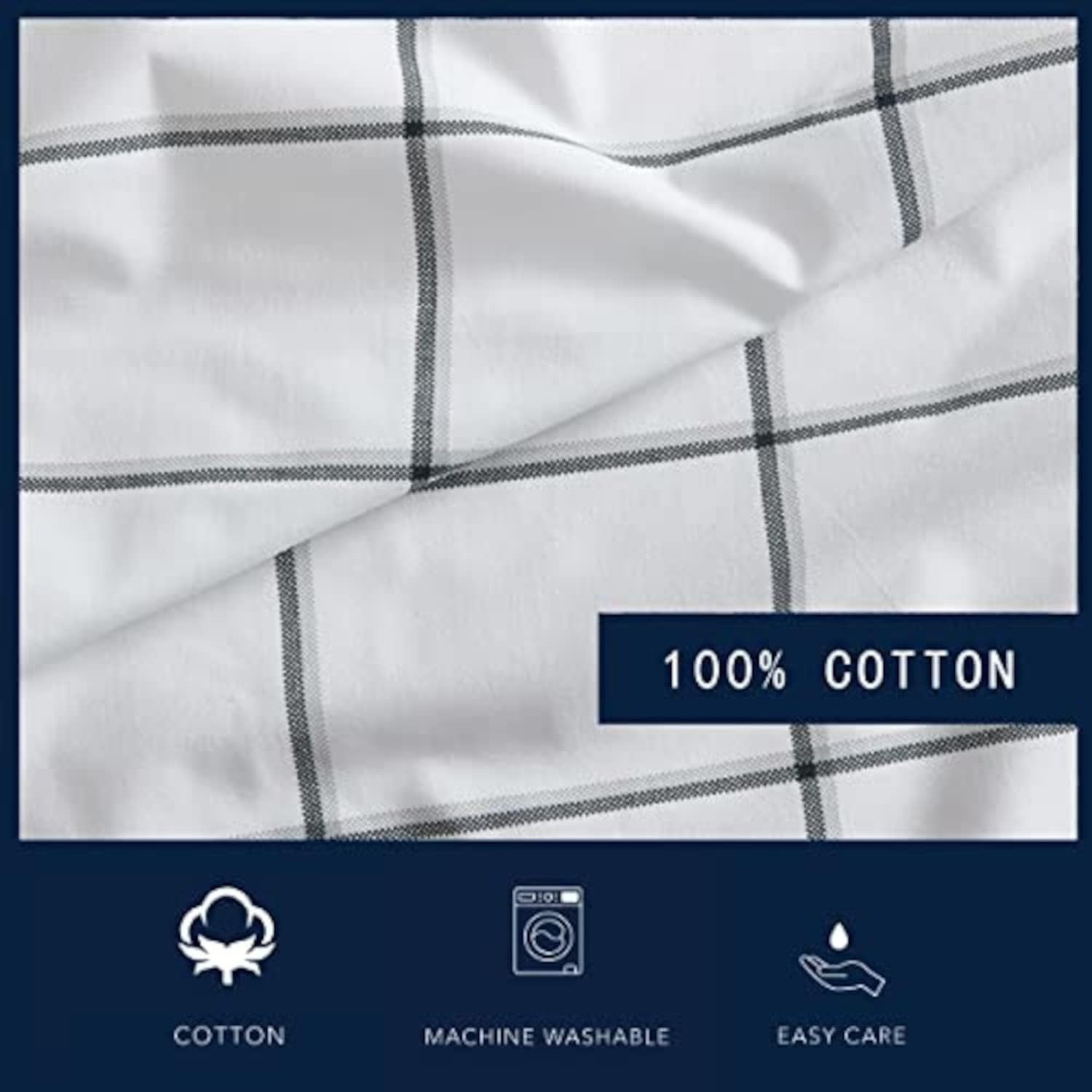 Nautica- Twin Sheet Set, Cotton Percale Bedding Set, Crisp & Cool, Lightweight & Breathable (Plot Black, Twin) image number 5