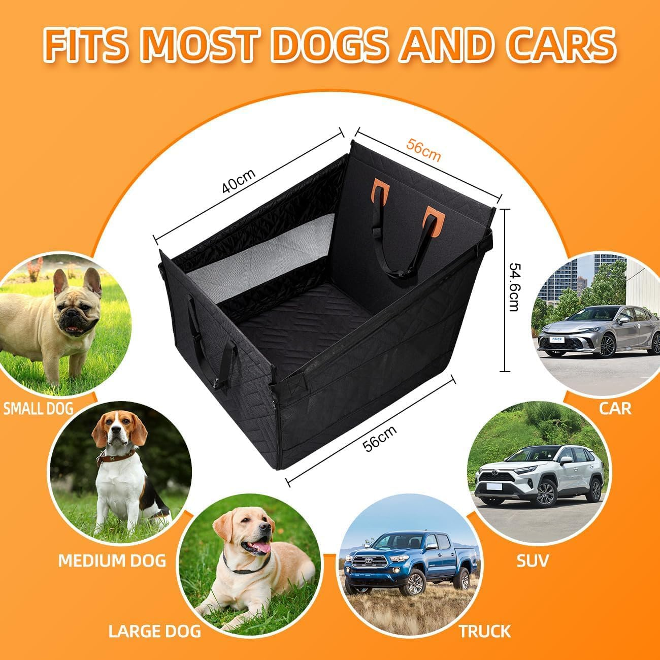 Dog Car Seat for Large Medium Dogs, Back Seat Extender for Dogs, Waterproof Dog Carseat, Dog Car Seat Medium Sized Dog, Car Hammock for Dogs-Storage Pocket, Pet Seat Cover for Cars/Suv/Truck