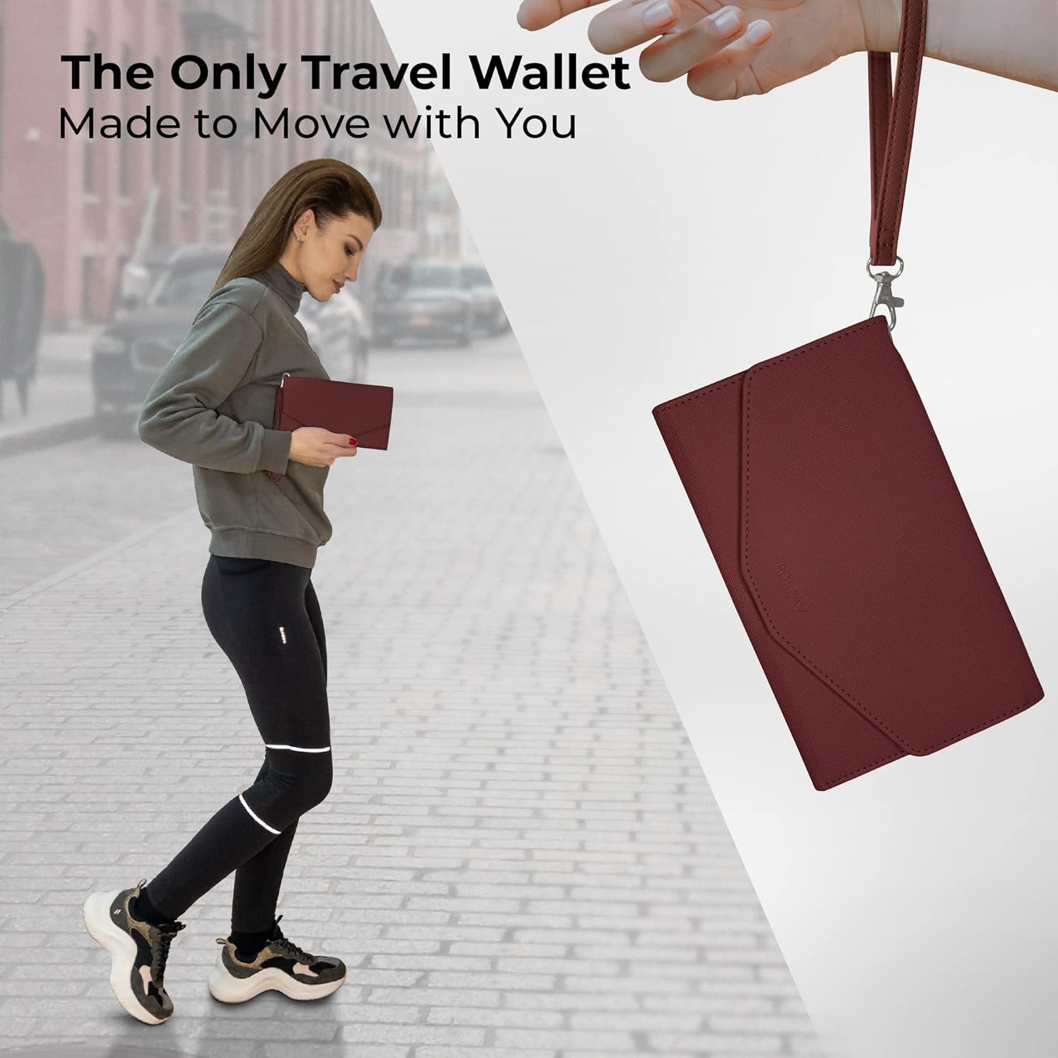 BOACAY Travel Wallet & Passport Holder - Slim Document Organizer for Women & Men - Waterproof Case for Cards, Boarding Passes, Key with Wristlet image number 2
