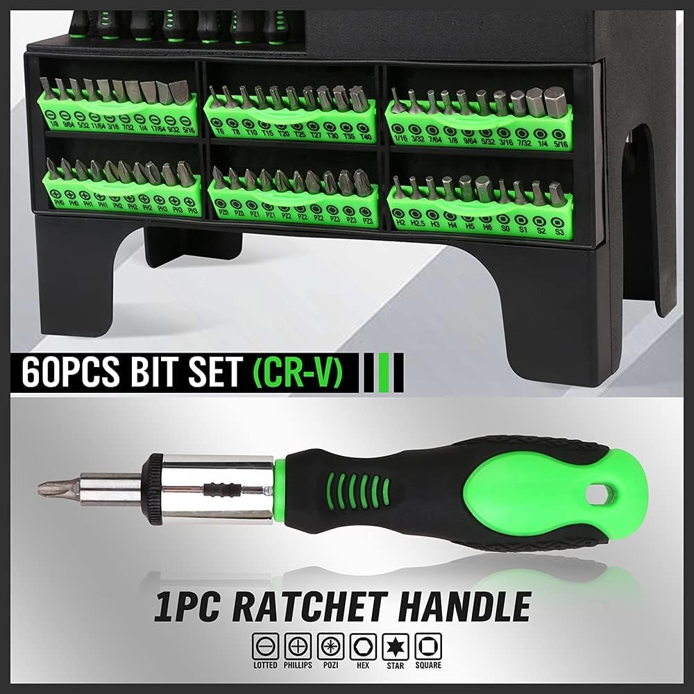 SWANLAKE 118PCS Magnetic Screwdrivers Set with Plastic Ranking,Tools for Men image number 4