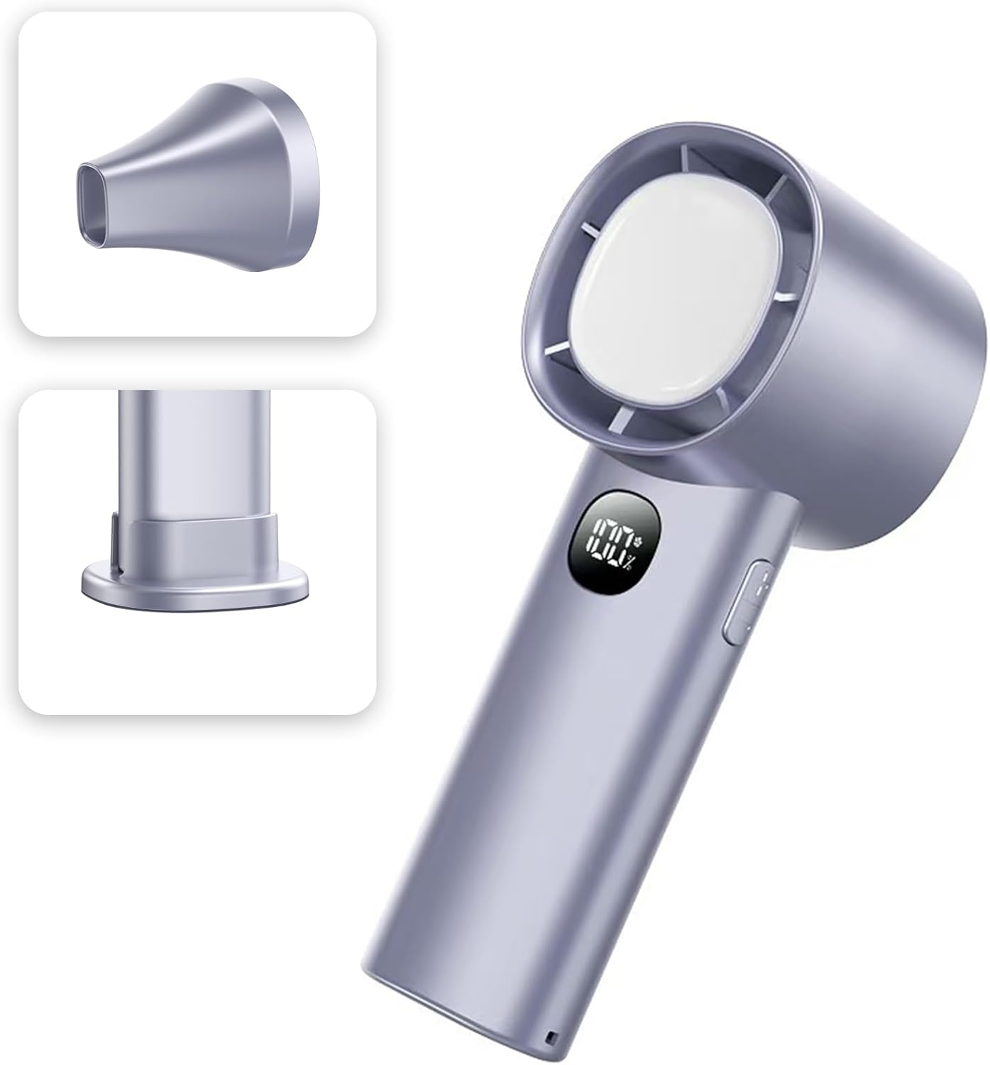 Mini Handheld Fan, Portable Hand Fan, 5000Mah Rechargeable Fan with Display, 100 Wind Speed Levels, Night Light Function, Silver