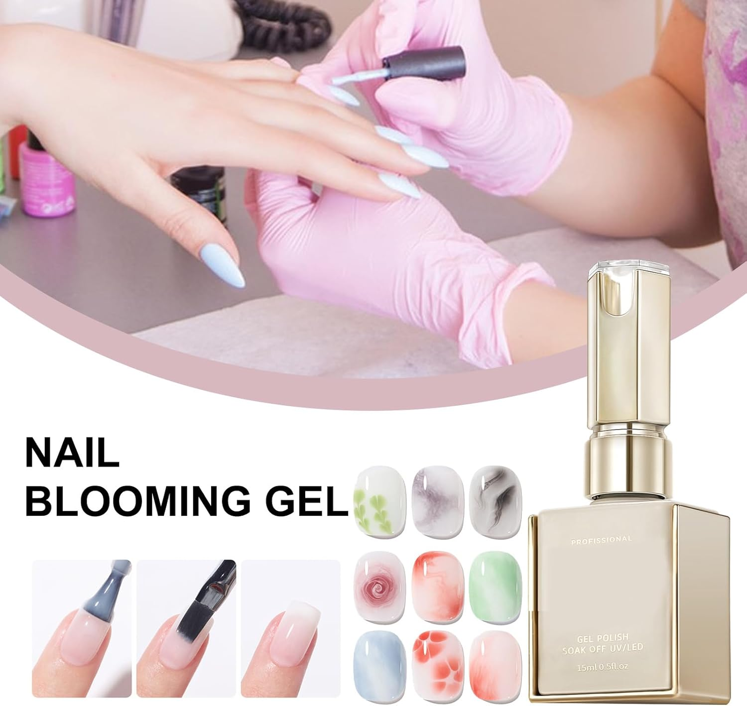 Nail Blooming Gel - 15Ml UV Blooming Stamping Top Coat - Safe Blossom Clear Fingernail Top Coat for Wife Sister Friend Daughter Girlfriend image number 5
