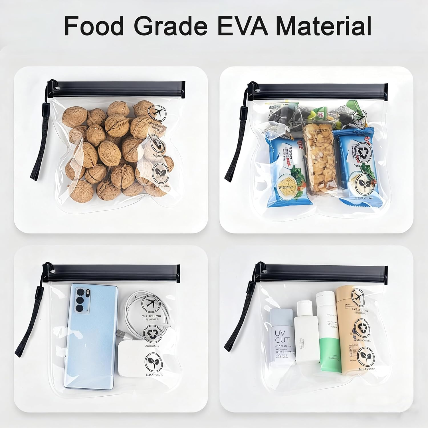 Gemuity Clear Travel Toiletry Bag Set - 6 Pack Multi-Size Transparent Organizer Pouches for Toiletries, Makeup, Electronics & Travel Essentials image number 5