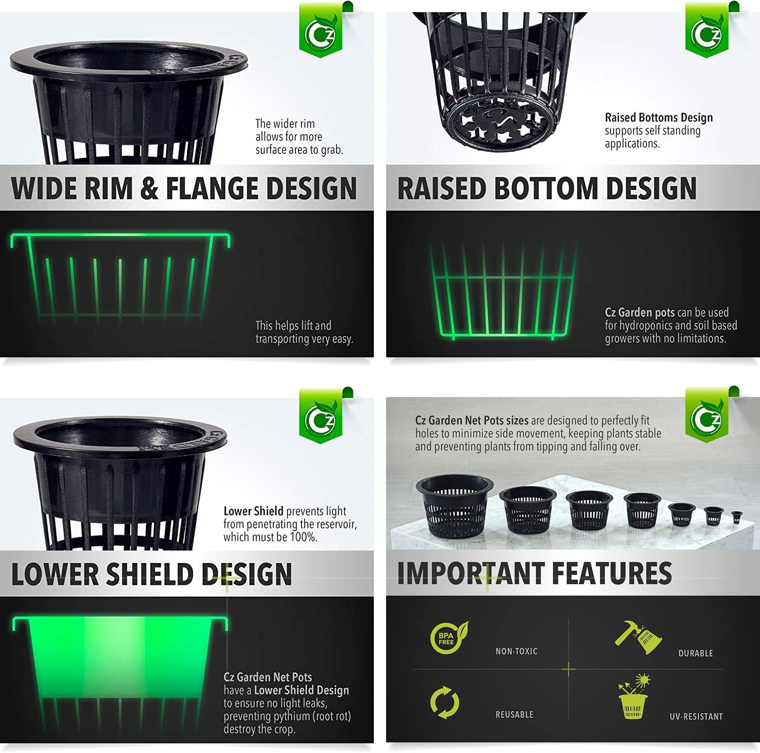 25 Pack - 3 Inch Net Pots Cz All Star round Heavy Duty Cups Wide Lip Design - Orchids ? Hydroponics Kratky Wide Mouth Mason Jars Slotted Mesh image number 6