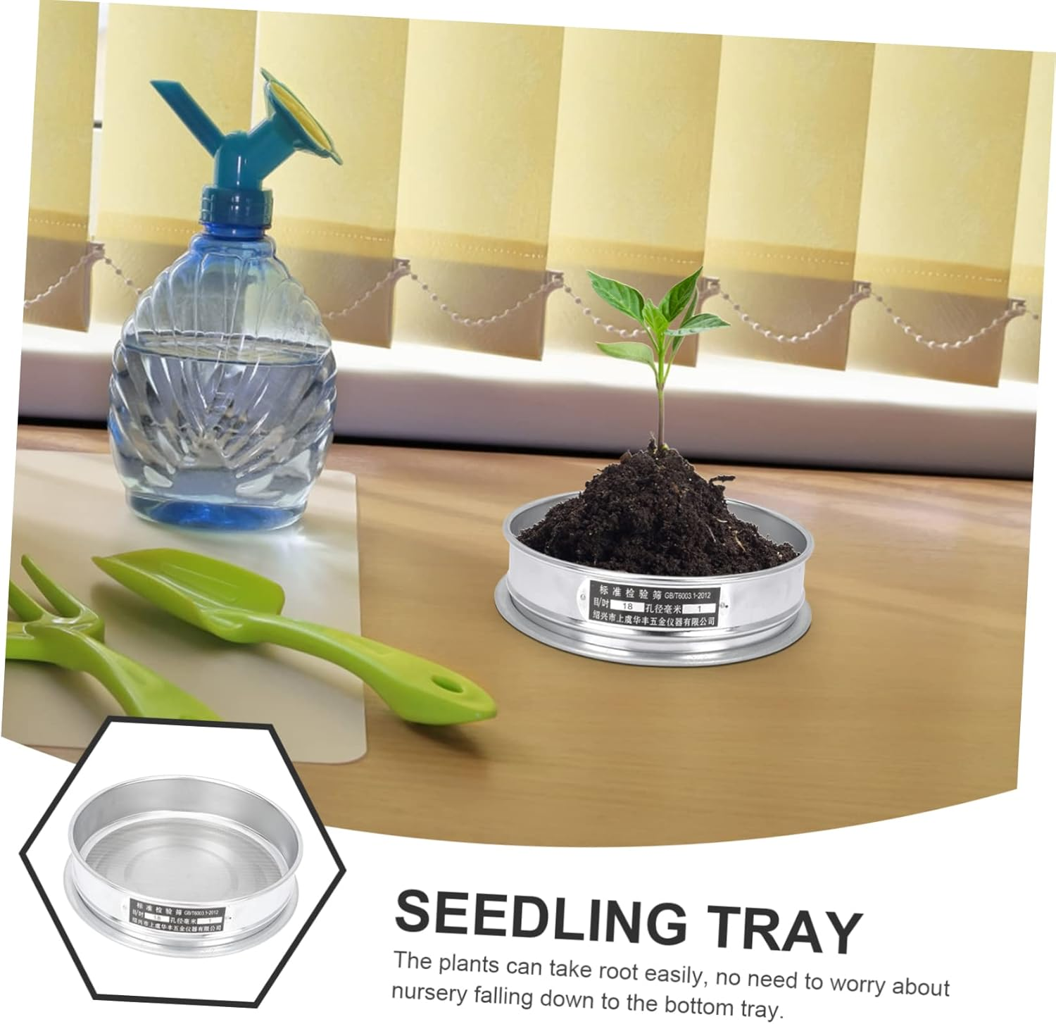 Stainless Steel Germination Tray with Lid, Plants Nursery Tray for Microgreens Growing, round Stackable Soilless Sprouting Container for Indoor and Outdoor Gardening image number 5