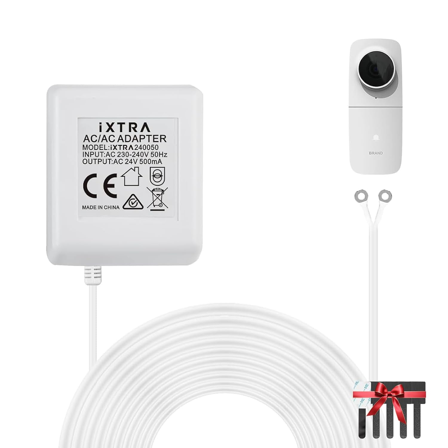 IXTRA Doorbell Transformer, 24V 500MA AC/AC Power Adapter for Ring Video Doorbell, 8M C Wire Adapter Compatible with Thermostat for Ecobee, Sensi and Honeywell, AU Plug 8M Long Cable,White image number 4