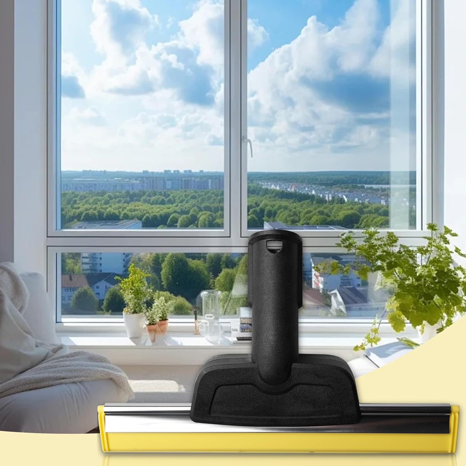 Window Nozzle for K&auml;rcher Steam Cleaner, Steam Cleaner Accessories for K&auml;rcher SC1 SC2 SC3 SC4 SC5 SC7, Window Squeegee, Streak-Free Cleaning of Mirrors, Glass, Tiles, Windows (Yellow)