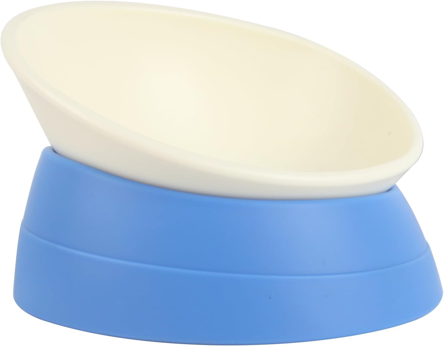JWPC Bulldog Bowl Anti-Slip Dog Cat Dish Detachable Rubber Dog Bowl Pet Sterile Tilted Pet Feeder Slope Base,White