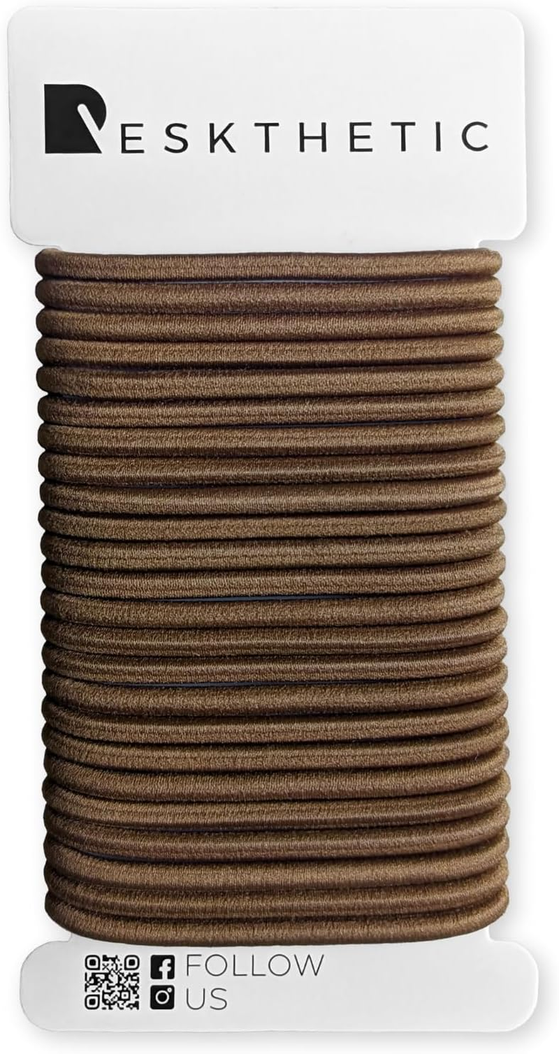 Reskthetic&reg; - Hair Bobbles Pack of 24 (4 Mm) Made of High-Quality (Very Tear-Resistant), Environmentally Friendly and Odourless, Metal Free for Girls, Women and Men (Brown)