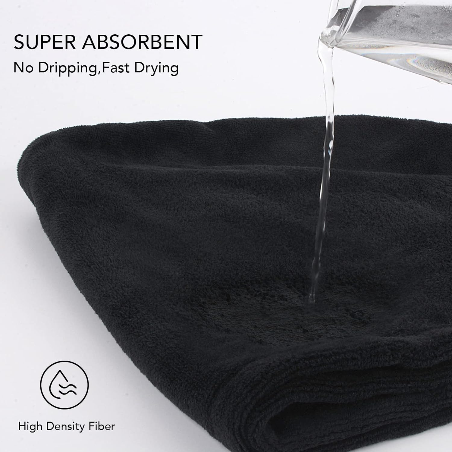 Sinland 3 Pack Microfiber Hair Towel Wrap Super Absorbent Hair Turban for Women Fast Drying Hair Towels with Buttons for Drying Curly Long Thick Hair - Black image number 6