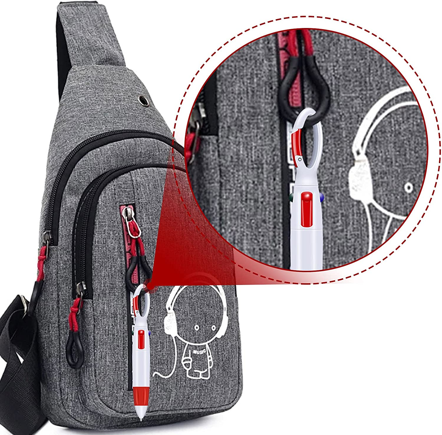 Abaokai 4 Pack 1.0 Mm 4-In-1 Shuttle Pens Retractable with Carabiner Keychain on Top, 4-Color Retractable Multicolor Ballpoint Pens for Office School Supplies Students Children Gift image number 4