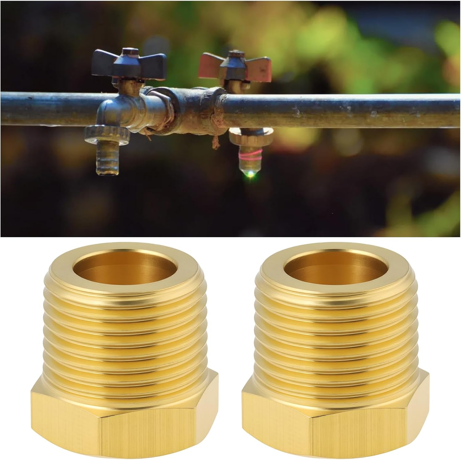 2Pcs 3/8" BSPT Male to 1/4" NPT Female Brass Pipe Fitting Reducer Adapter for Pipes Tubes image number 5