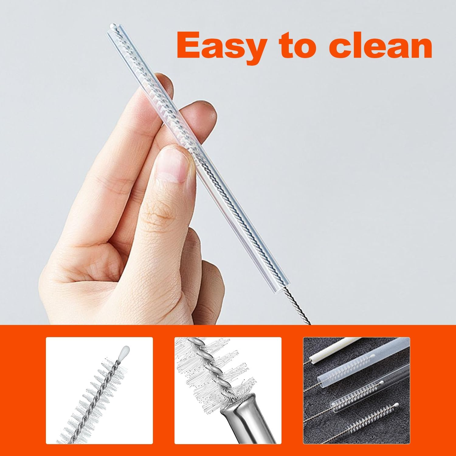 Straw Cleaner Brush, H HOME-MART 6 Pcs Drink Straw Cleaning Brush Kit, Extra Long Pipe Cleaners, Straw Cleaning Brush Bottle Brush Cleaner Pipe Cleaner for Tumbler, Sippy Cup, Bottle and Tube (White) image number 2