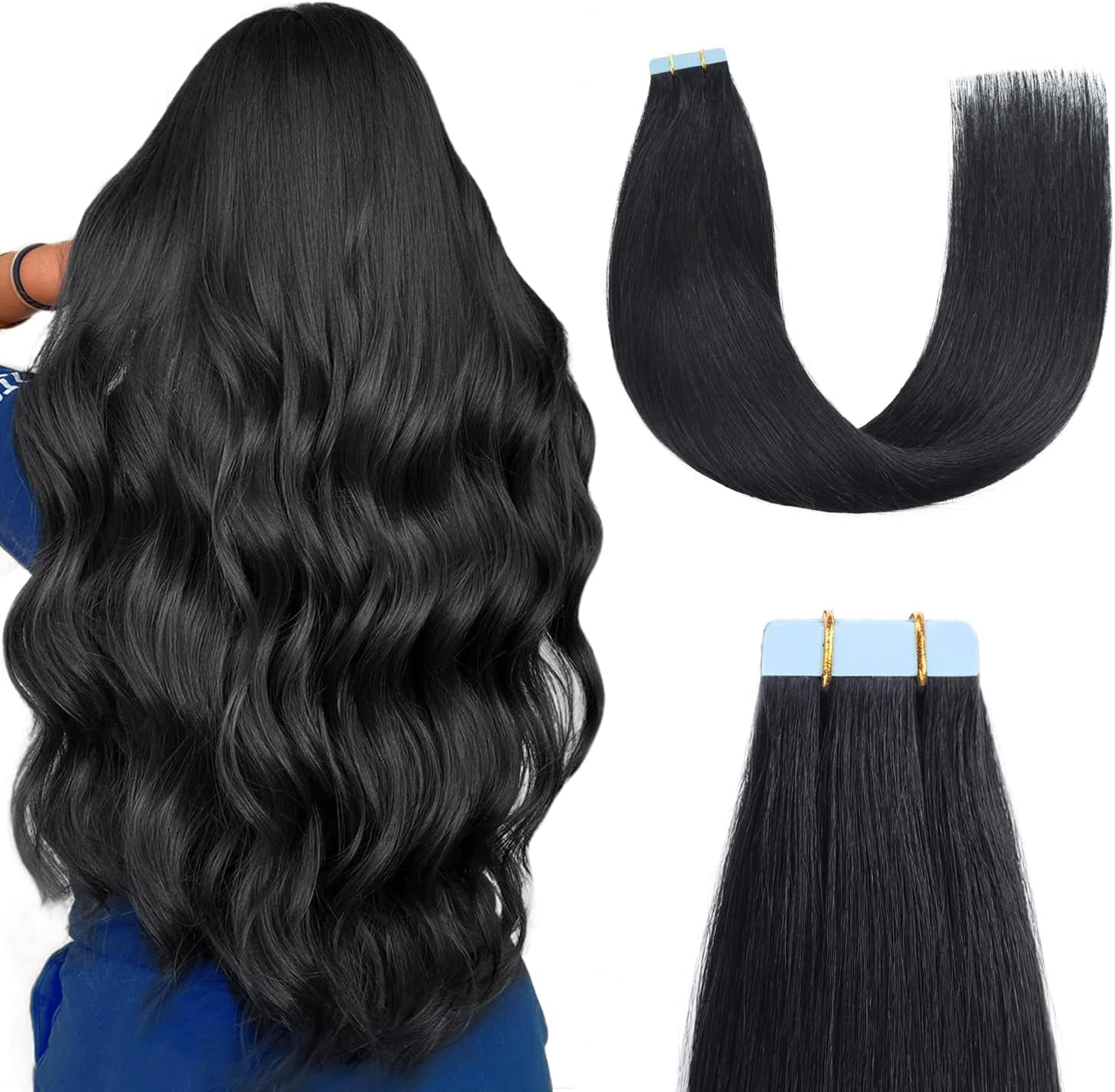 Sunya Tape-In Extensions, Real Hair, Bleach Blonde, 35 Cm, Invisible Straight Skin Weft Blonde Tape-In Extensions, #613 Bleach Blonde, 40 G, 20 Pieces/Pack