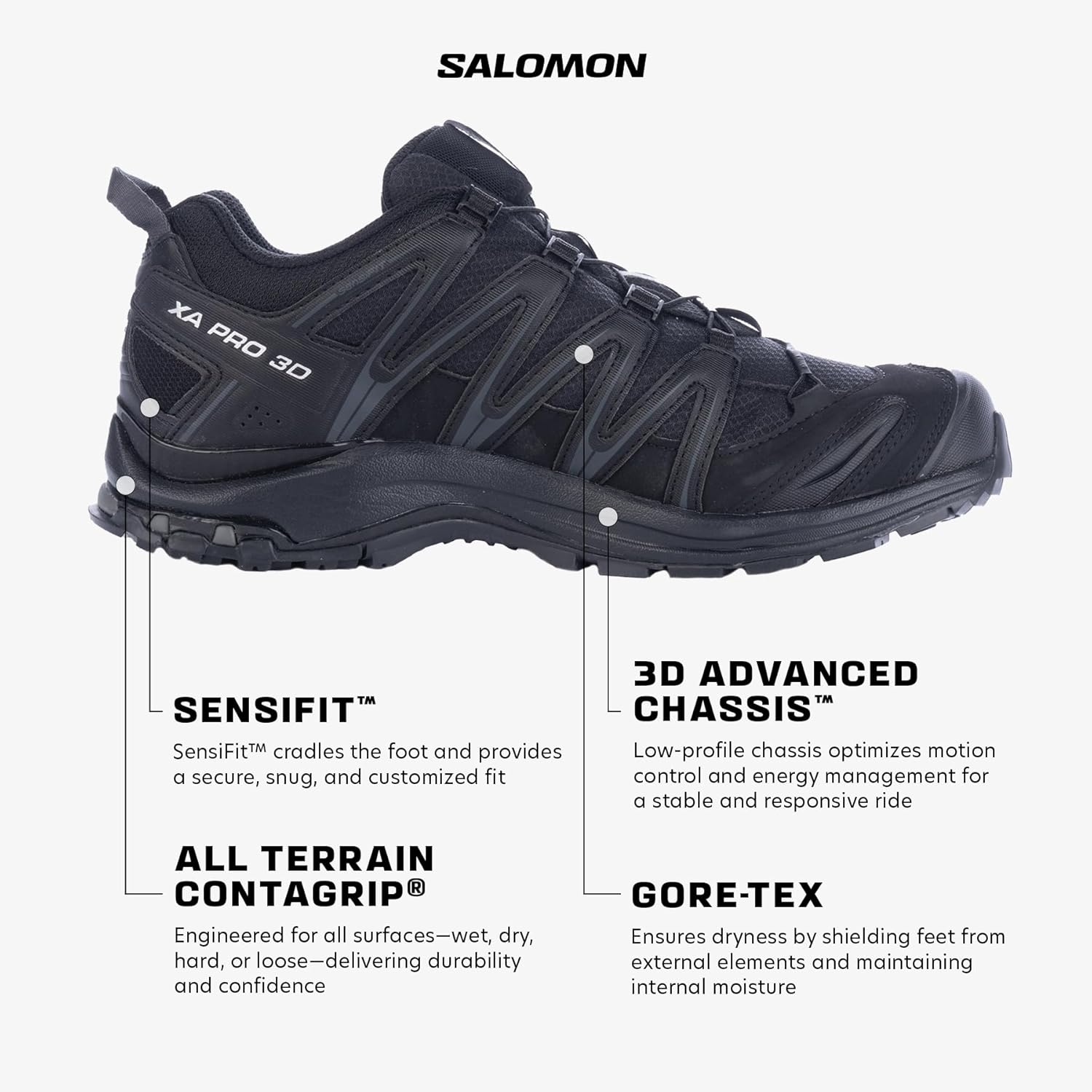 Salomon Men'S XA PRO 3D GTX Trail Running and Hiking Shoe image number 5