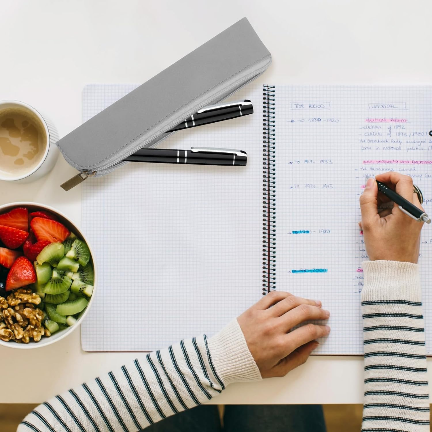 1 Pcs Pen Holder Pouch Stationery Bag Portable Organizer Compact Premium Faux Leather Storage for Business Adults