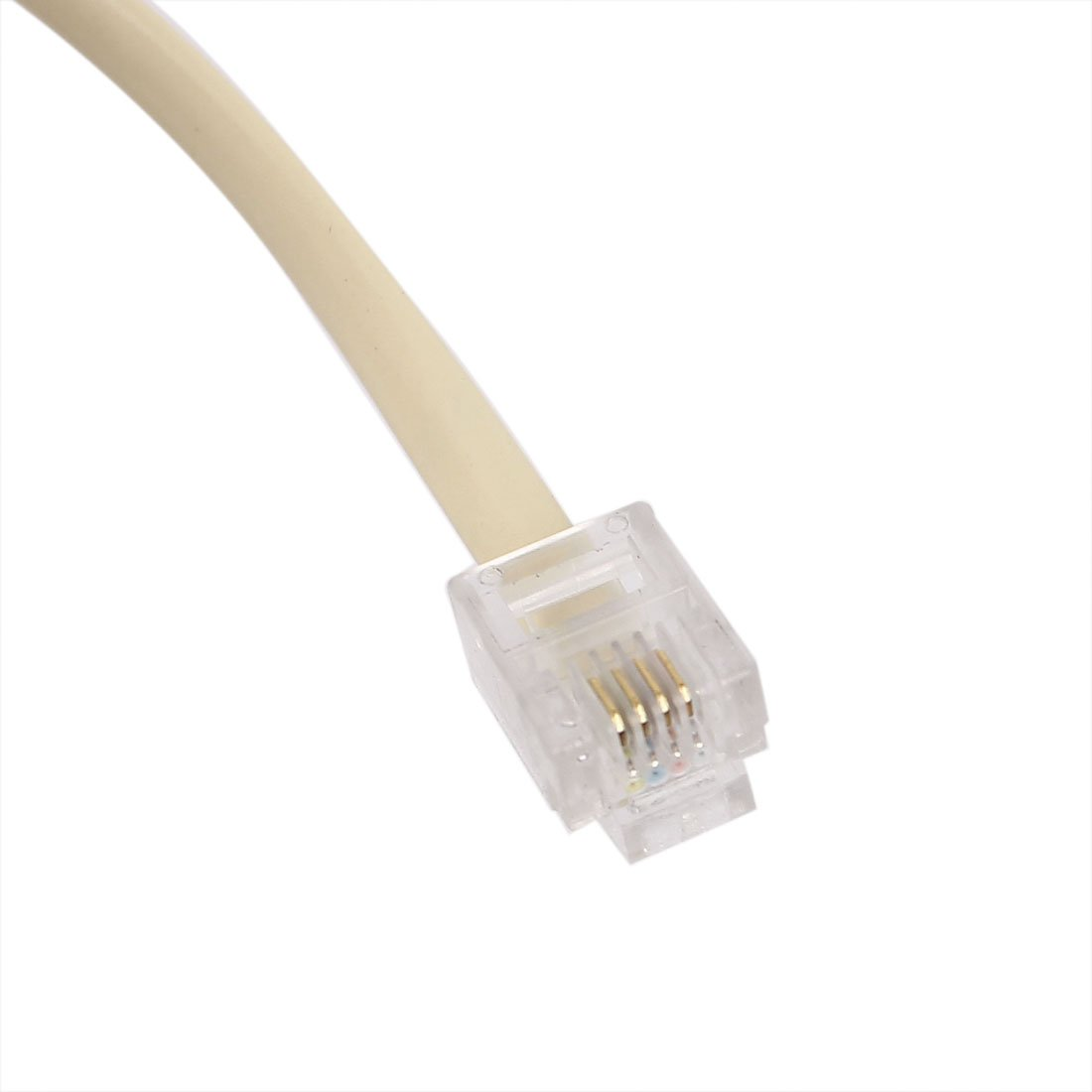 Uxcell RJ11 6P4C 1 Male to 2 Female Telephone Line Splitter Connector Beige