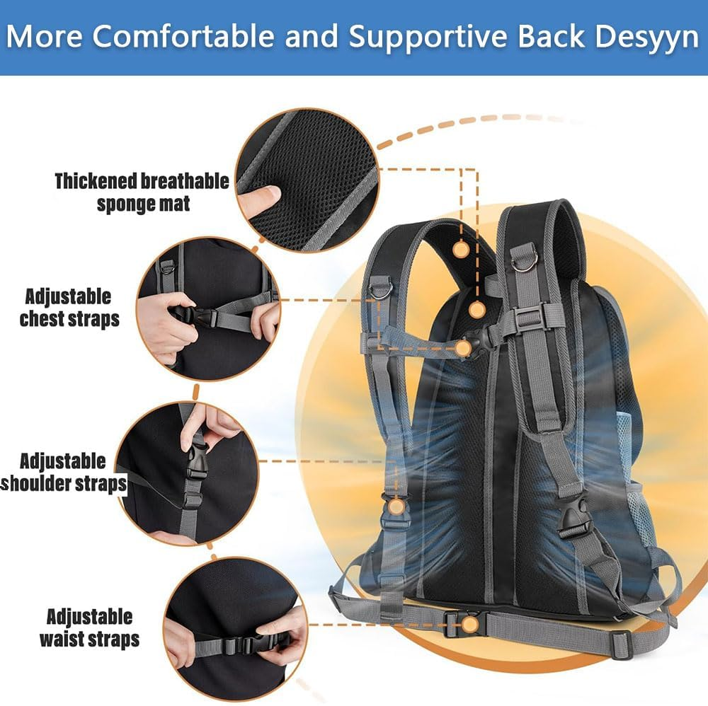 Dog Backpack Carrier for Small to Medium Dogs &ndash; Adjustable, Breathable Pet Carrier with Safety Belt & Reflective Strips, Lightweight Pack for Hiking, Travel & Outdoor Use