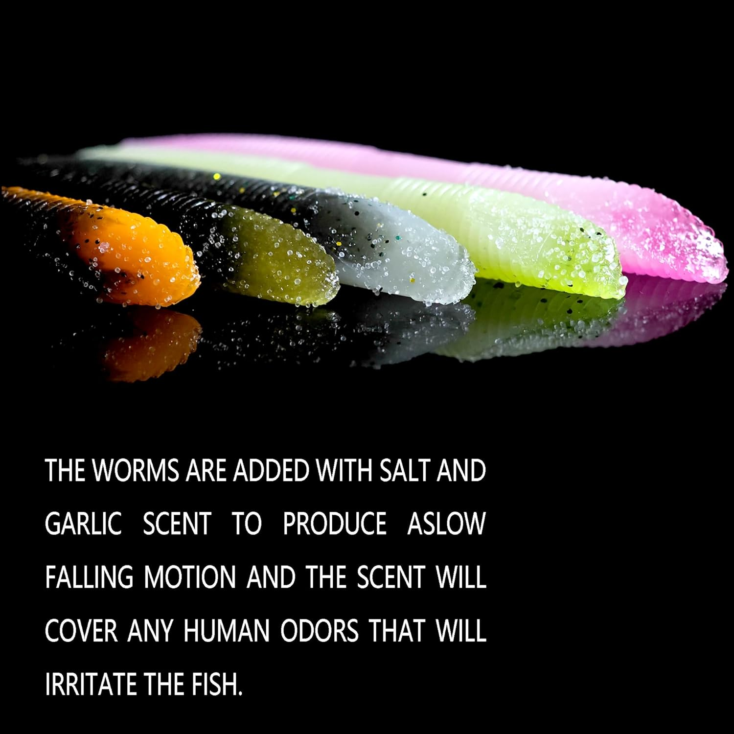 Senko Worms for Bass Fishing, 4.1'' Wacky Worms, Reaction Lure, 50PCS Soft Plastic Bait for Ned Rig, Fishing Lure Kit for Freshwater Bass image number 2