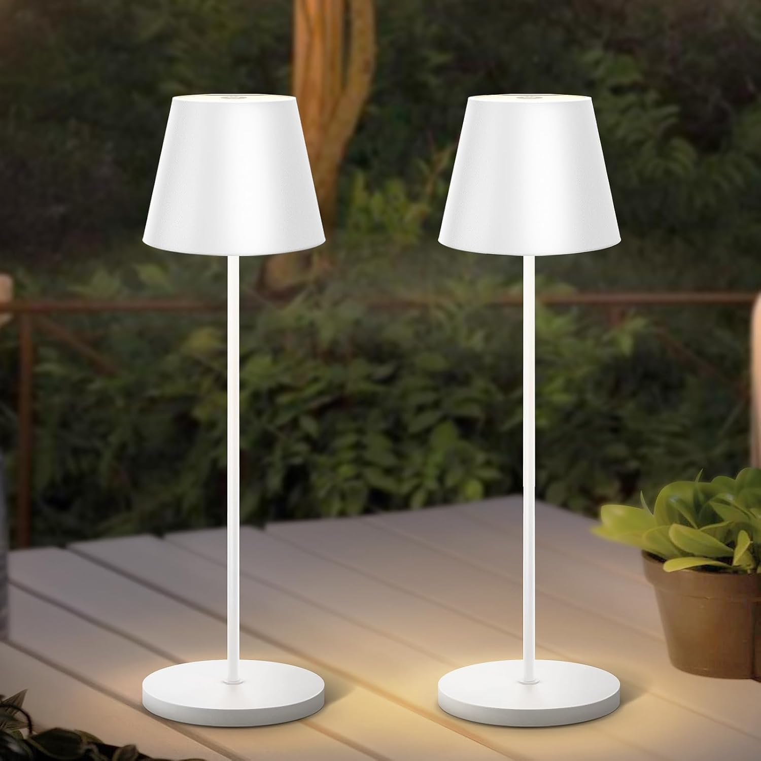 2 Pack Cordless Bedside Table Lamp Rechargeable Battery 5200Mah, Metal Modern Desk Lamp 38CM,3 Colors LED Touch Stepless Dimming,Portable Light for Bedroom Nightstand Living Room Dining Table Outdoor image number 3
