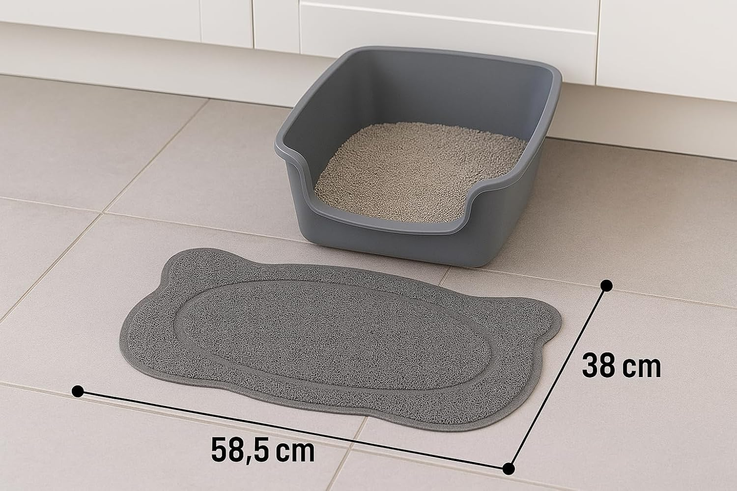 Flamingo Randy Cat Litter Tray Mat - Grey | 58.5 &times; 38 Cm | Clean Paws & Clean Floor! image number 3