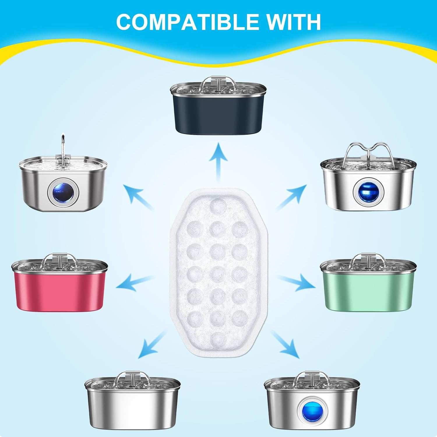 Puppy Kitty Replacement Filter for Drinking Fountain for Cats and Dogs, Drinking Fountain Filter with Resin and Activated Carbon for 2L Ultra Quiet Automatic Water Dispenser Water Fountain Made Of image number 4