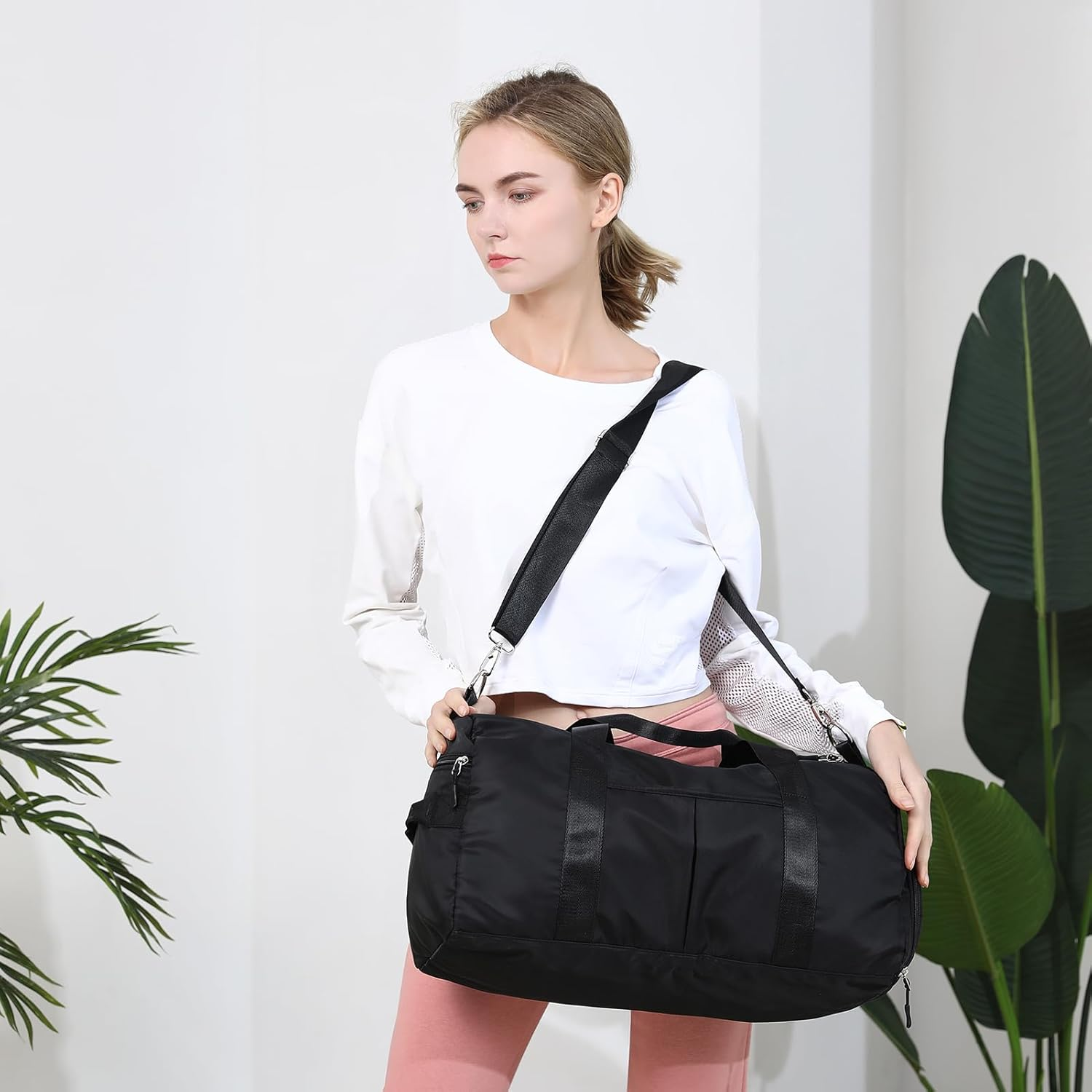 Forestfish Sports Gym Bag Travel Duffel Bag with Dry Wet Pocket & Shoes Compartment for Women And image number 1