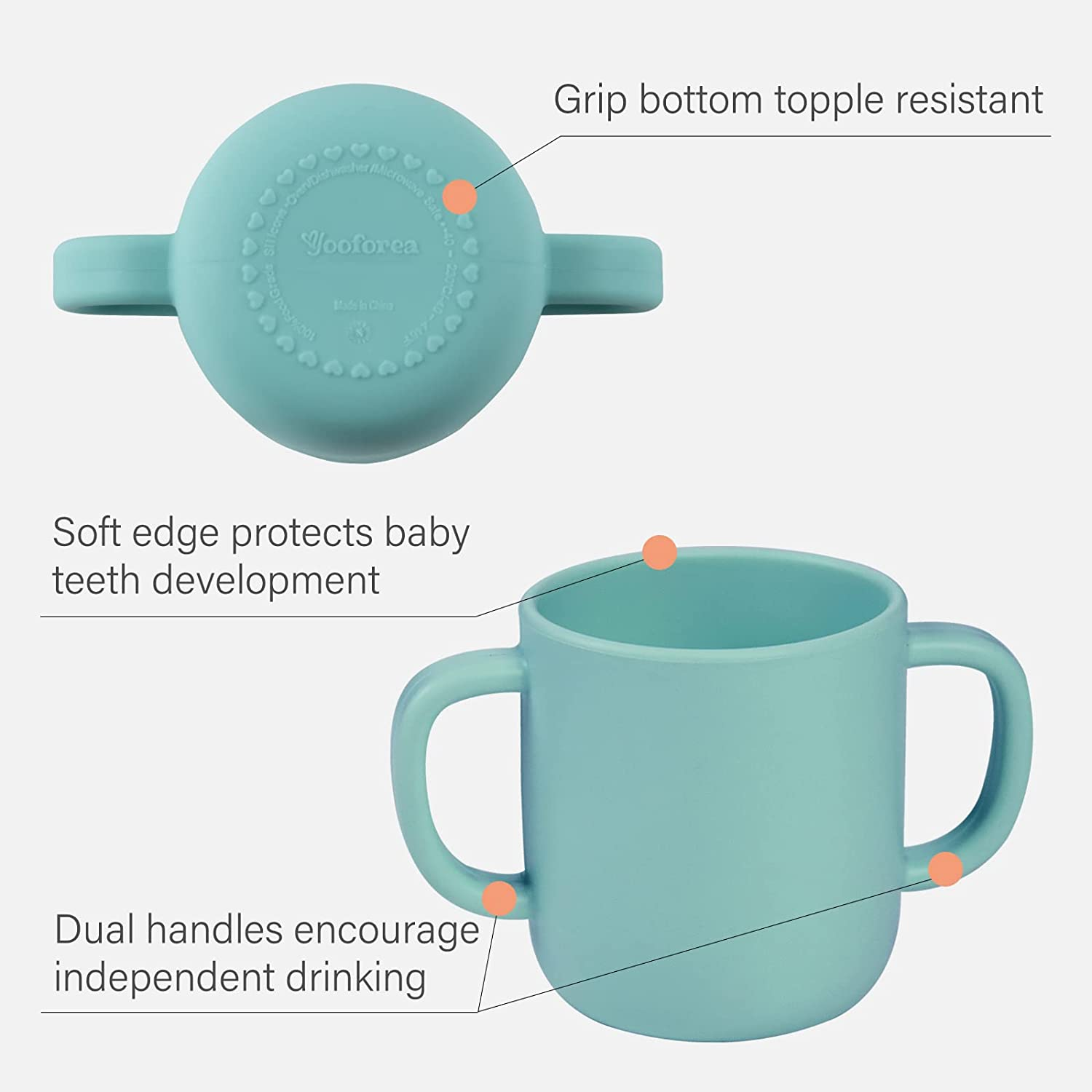 Yooforea Baby Led Weaning Supplies I Toddler Infant Baby Essentials First Stage I Baby Feeding Set - Tiny Cup, Suction Bowl & Plate I 100% Platinum Food Grade Silicone I BPA BPS PVC Free - Fog - Tea image number 4