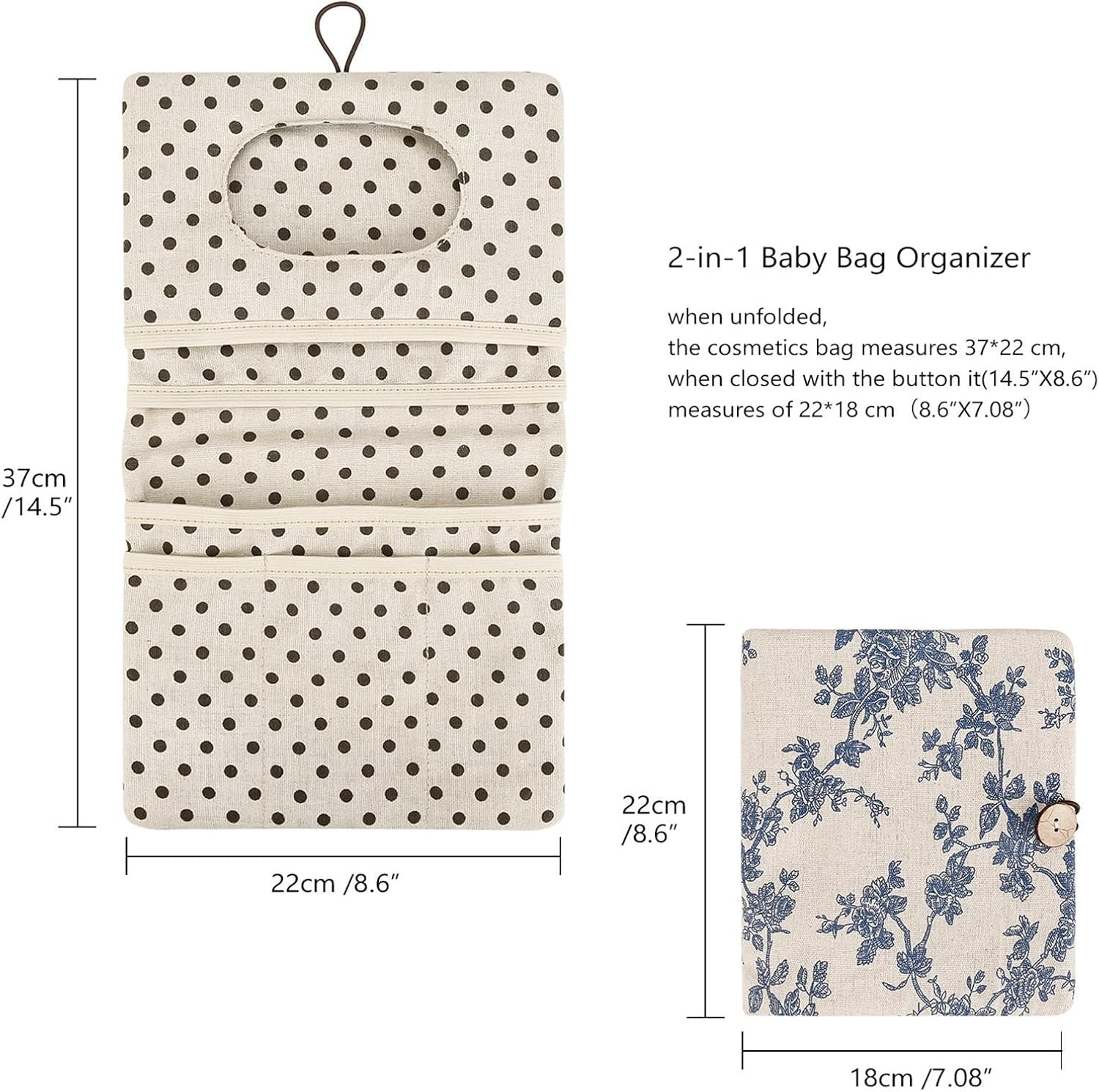 Nappy Storage Bag, Baby Diaper Bag - Portable Multifunctional Nappy Storage Bag with Multiple Pockets - Pockets Nursery with Handle Storage Bag for Wipes, Nappies