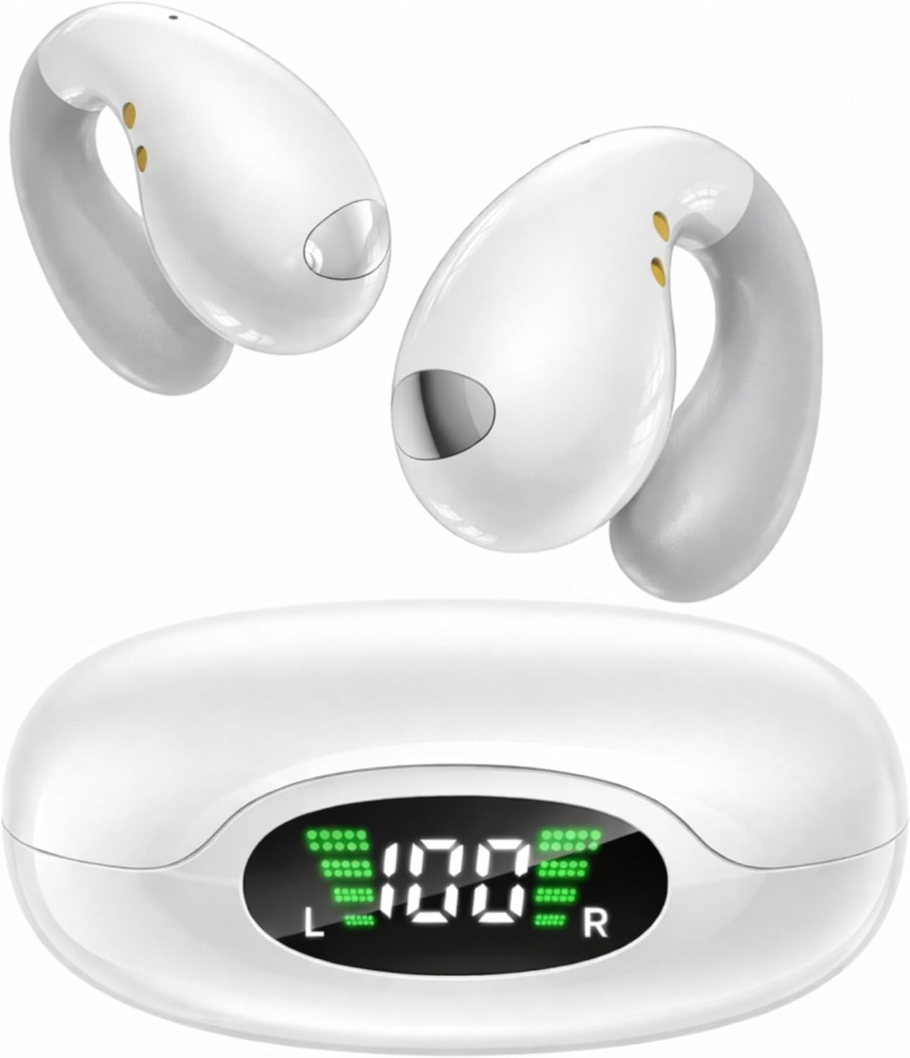 Open Ear Earbuds - Ergonomic Clip-On Earbuds, Small Bone Conduction Over-The-Ear Headphones with Waterproof Design, Perfect Running Headphones for Sports and Fitness